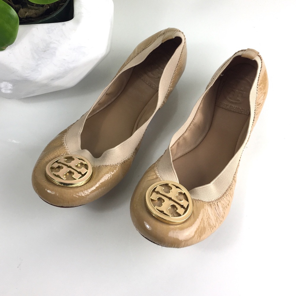 Tory Burch Caroline Ballet Patent Nude Flats size 6.5